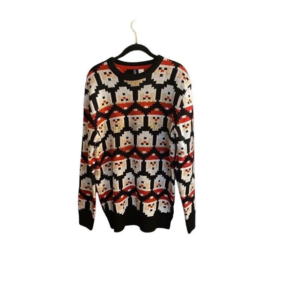 H&M unisex Christmas, Santa face Pixel sweater size medium  - Picture 1 of 4